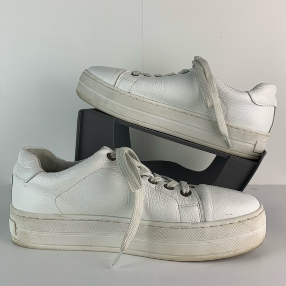 Boden Womens Platform Sneaker Size 39 8 White Leather Trainer Shoe Low Top Comfy - Picture 1 of 10